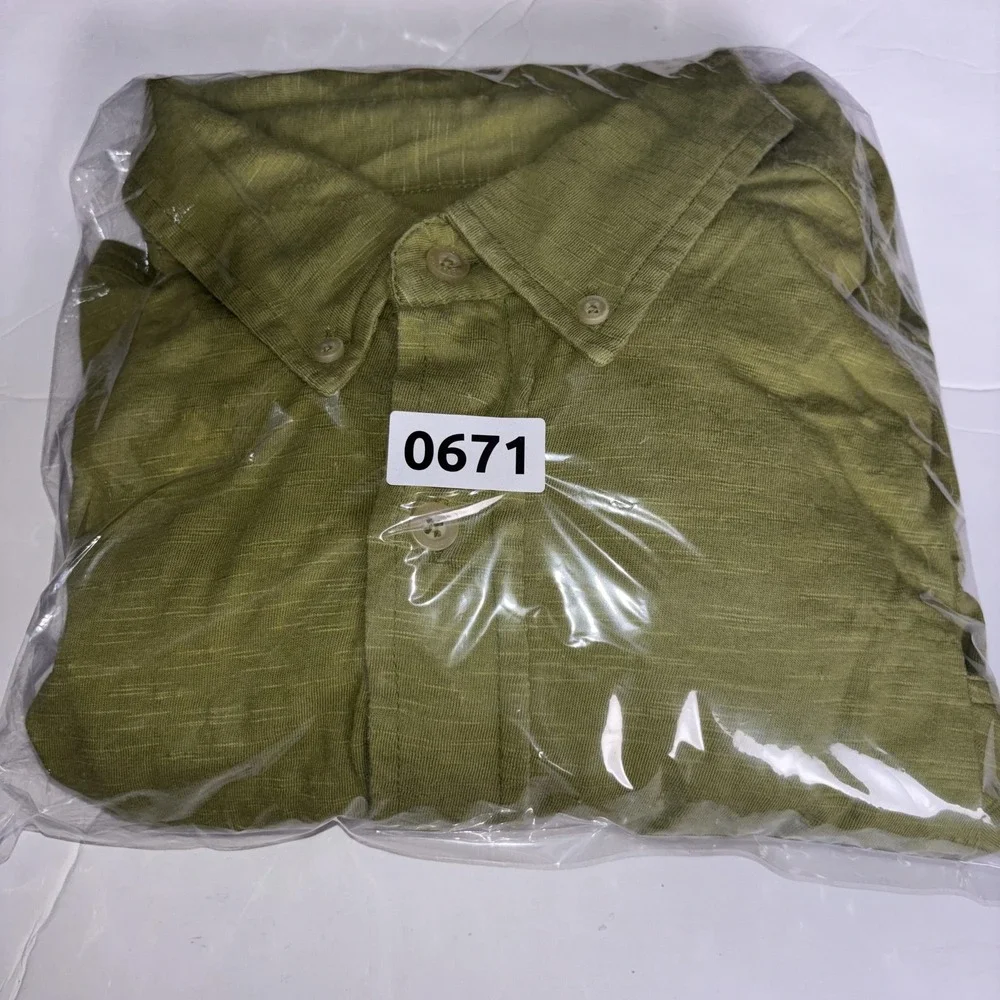 Woolrich Shirt Mens XL Olive Green Short Sleeve Button Front‎ Cotton Pockets - Picture 15 of 15